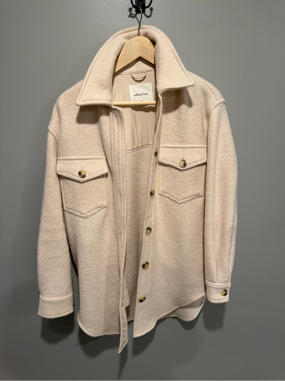 Aritzia Wilfred Free The Ganna Cream Wool Shacket Jacket - Size XS